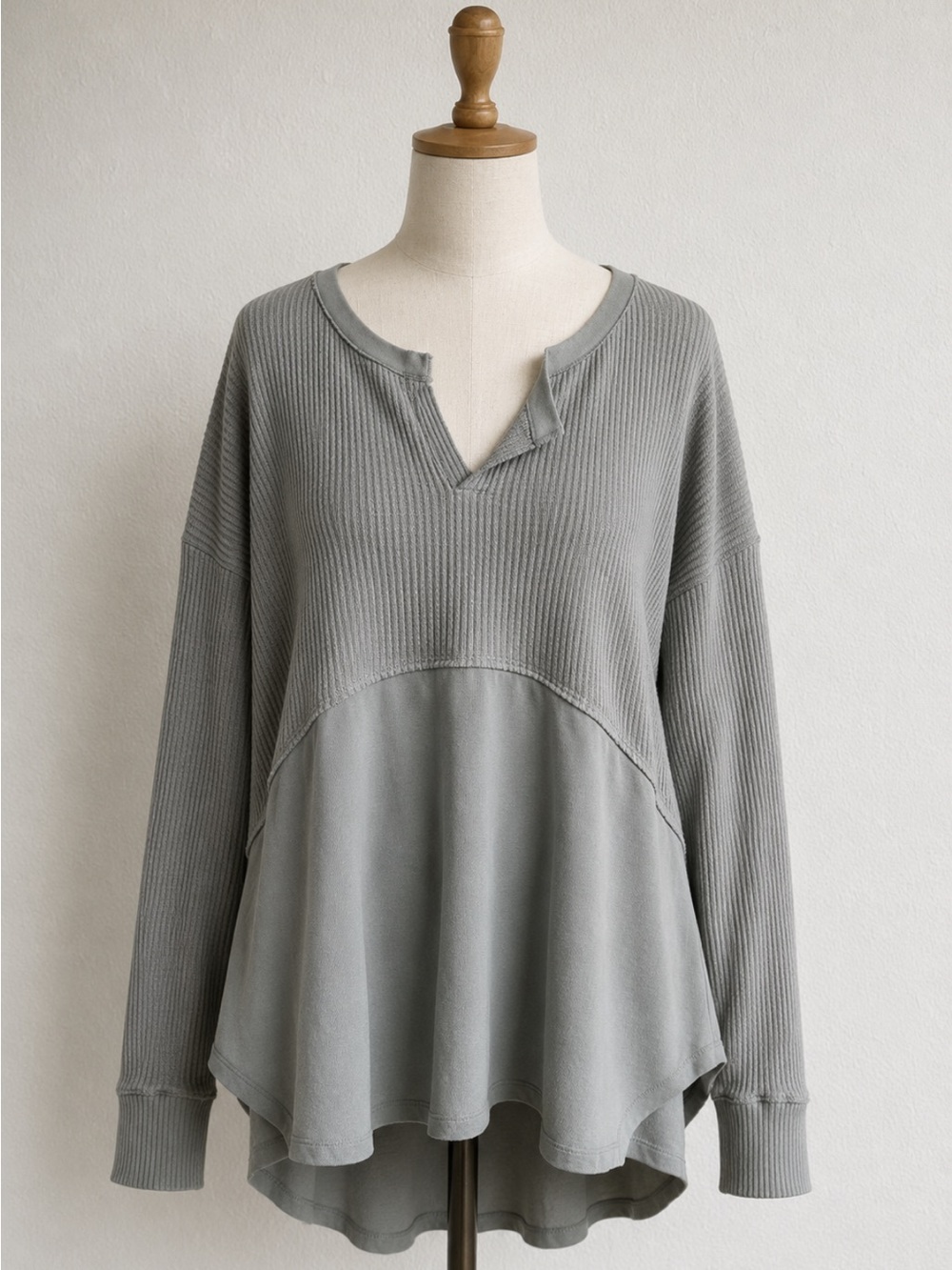 Free People We The Free Sage Green Ribbed Boho Tunic Top Small